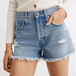 Madewell Distressed Denim Shorts with Frayed Hem